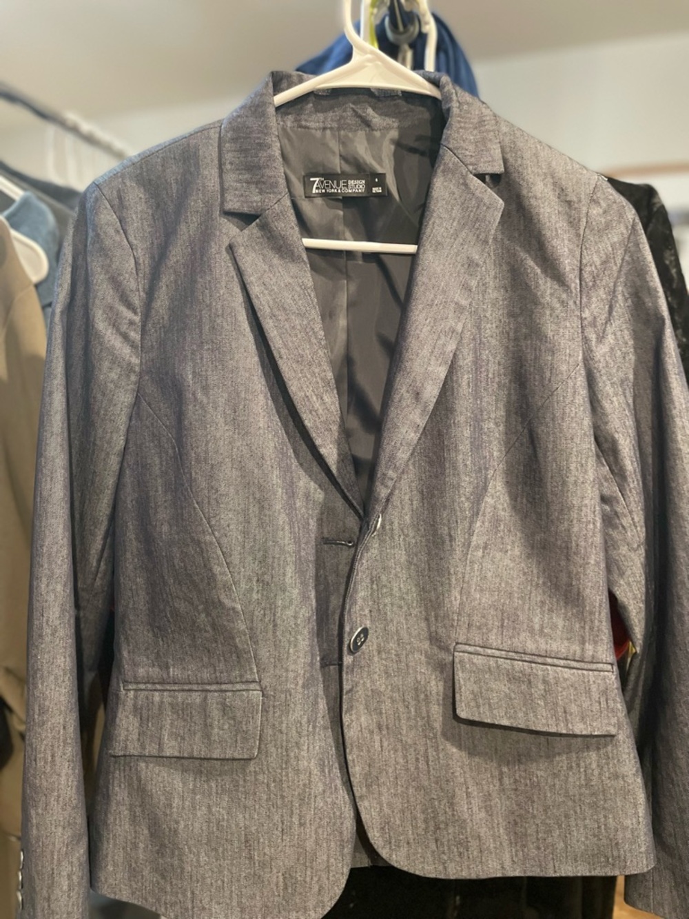 New York & Company Gray Single-Breasted Blazer